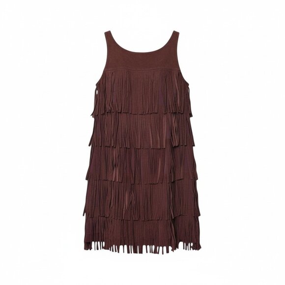 Suede Flapper Fringed Dress - Picture 1 of 5